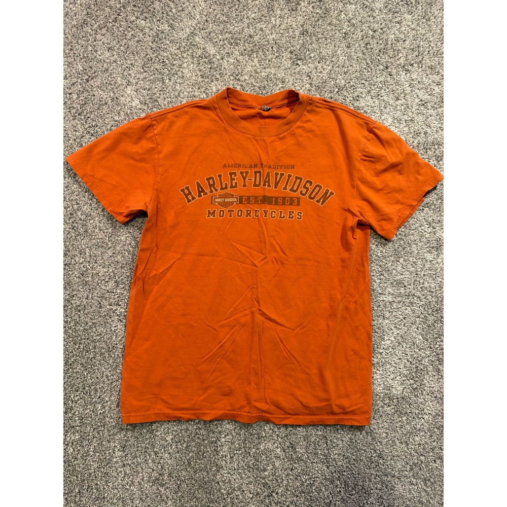 Harley-Davidson Shirt Mens L* Orange Myrtle Beach SC Graphic Tee Short Sleeve *